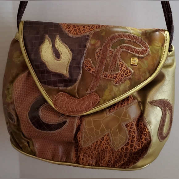 Alentino NAS Bag**Imitation Frog Skin**Unique  Patchwork**Vintage 1980's**6A - Picture 2 of 8